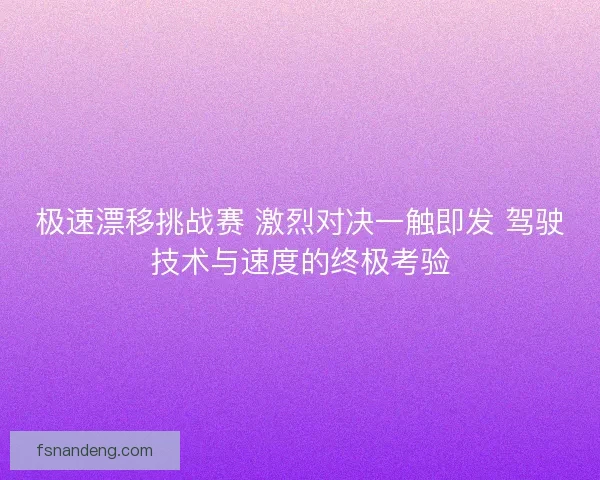 极速漂移挑战赛 激烈对决一触即发 驾驶技术与速度的终极考验